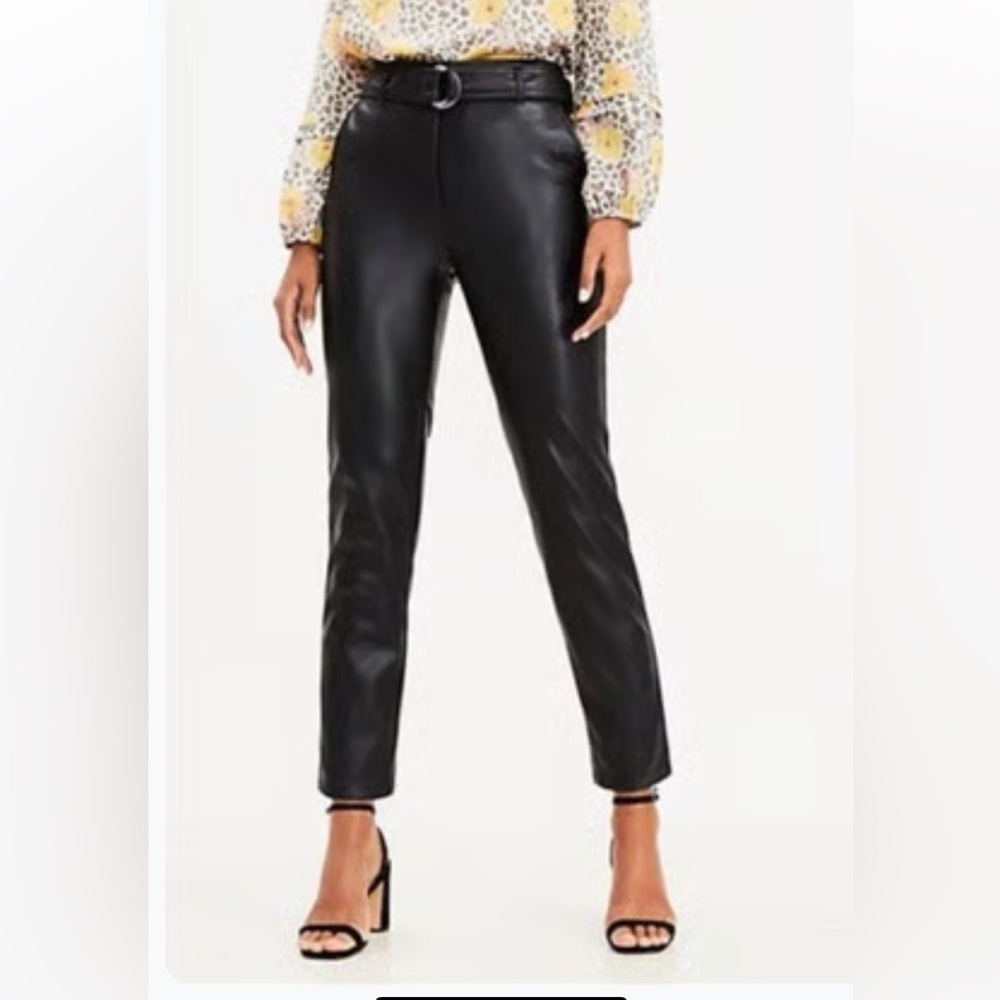 Loft faux leather belted pants